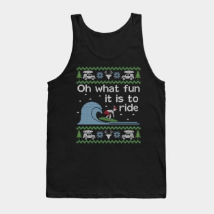 Ugly Christmas Sweater Fun to Ride Wave Surfing Tank Top